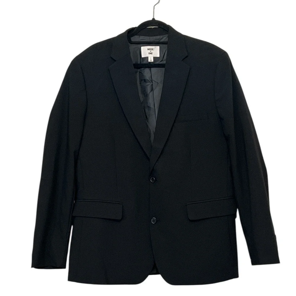Mode of One Single Vested Men's Blazer, 3-Button, Color Black,‎ Size Large
